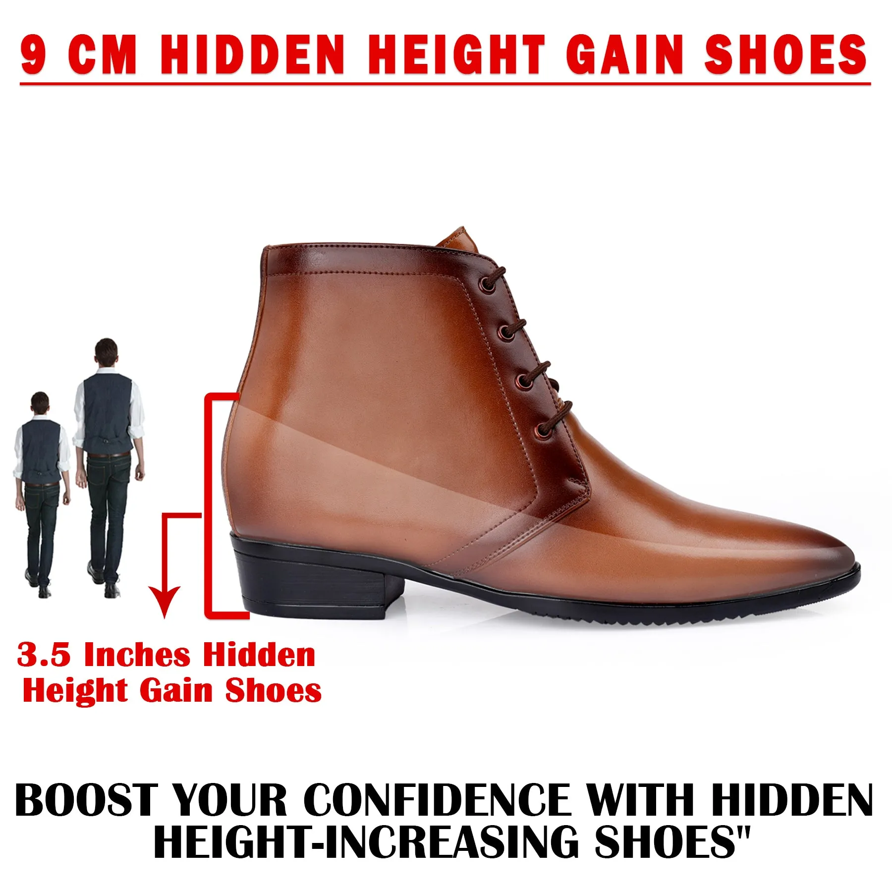 Adidas Runfalcon 3 Cloudfoam Low Running Shoes BXXY Men's Formal Lace-Up Boots with 3.5 Inch Hidden Height Increase