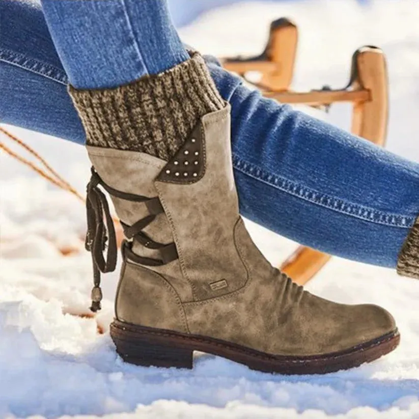 Hunter Rain Boots Online Coupon Last Day 49% OFF - Women's Winter Mid-Calf Bow Plush Warm Boots