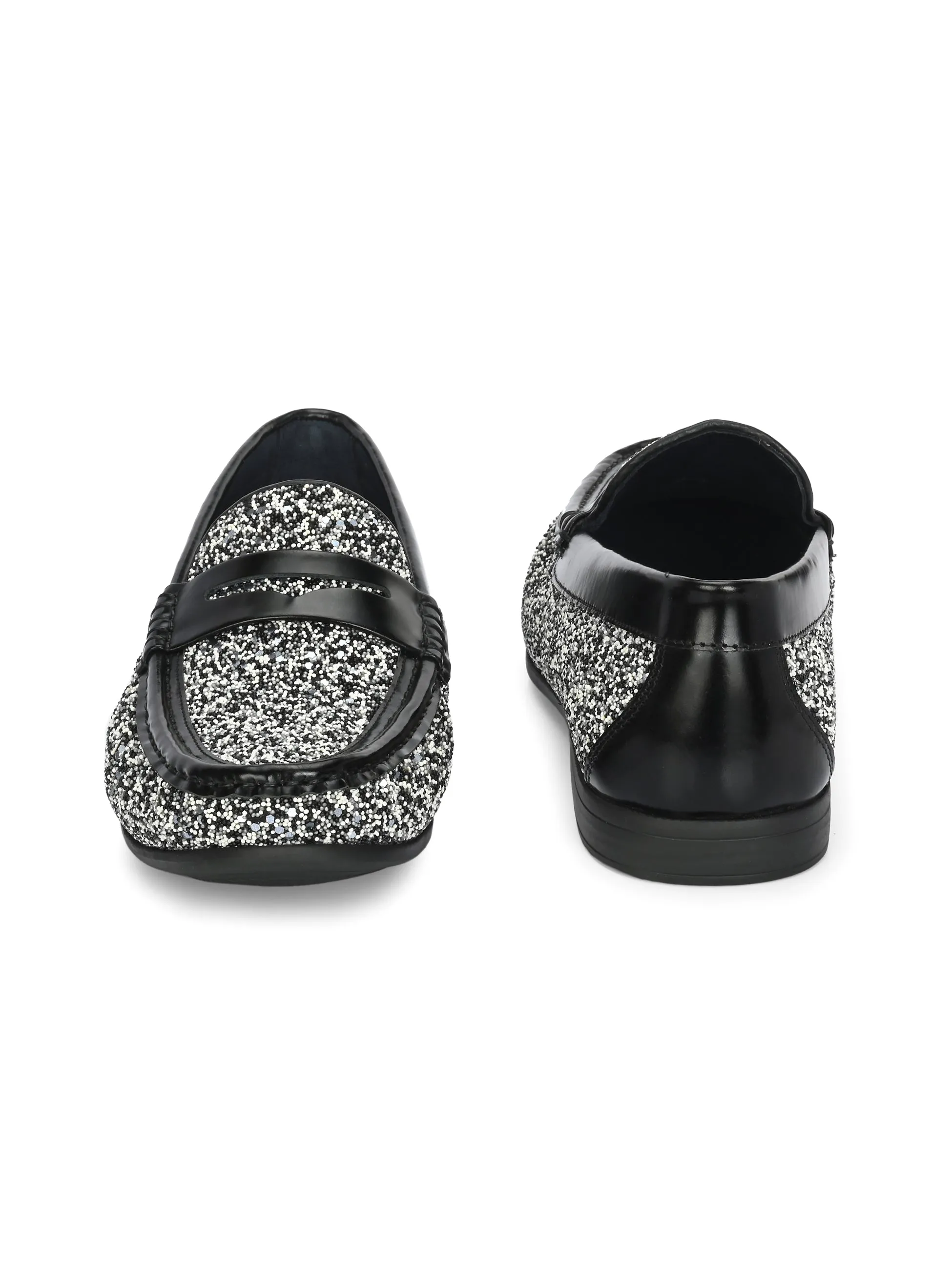 Loafers Women Shoes HITZ5338-Men's Black Leather Casual Loafers