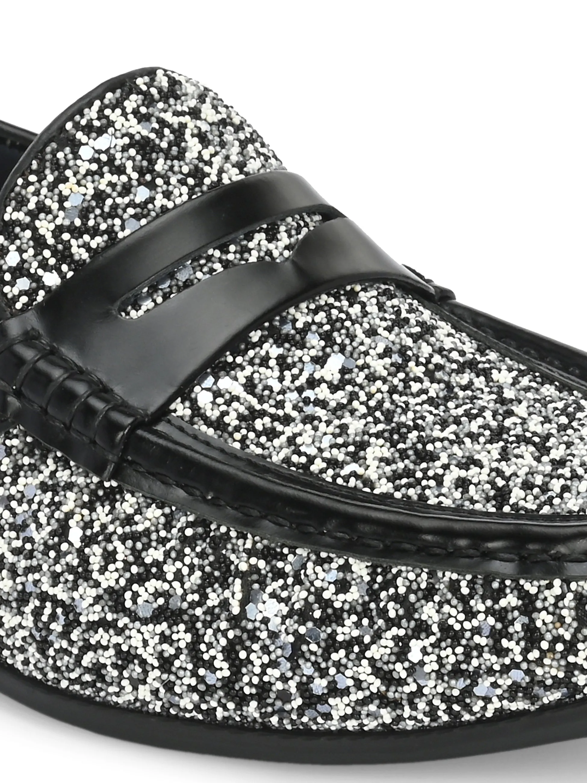 HITZ5338-Men's Black Leather Casual Loafers Skull Loafers