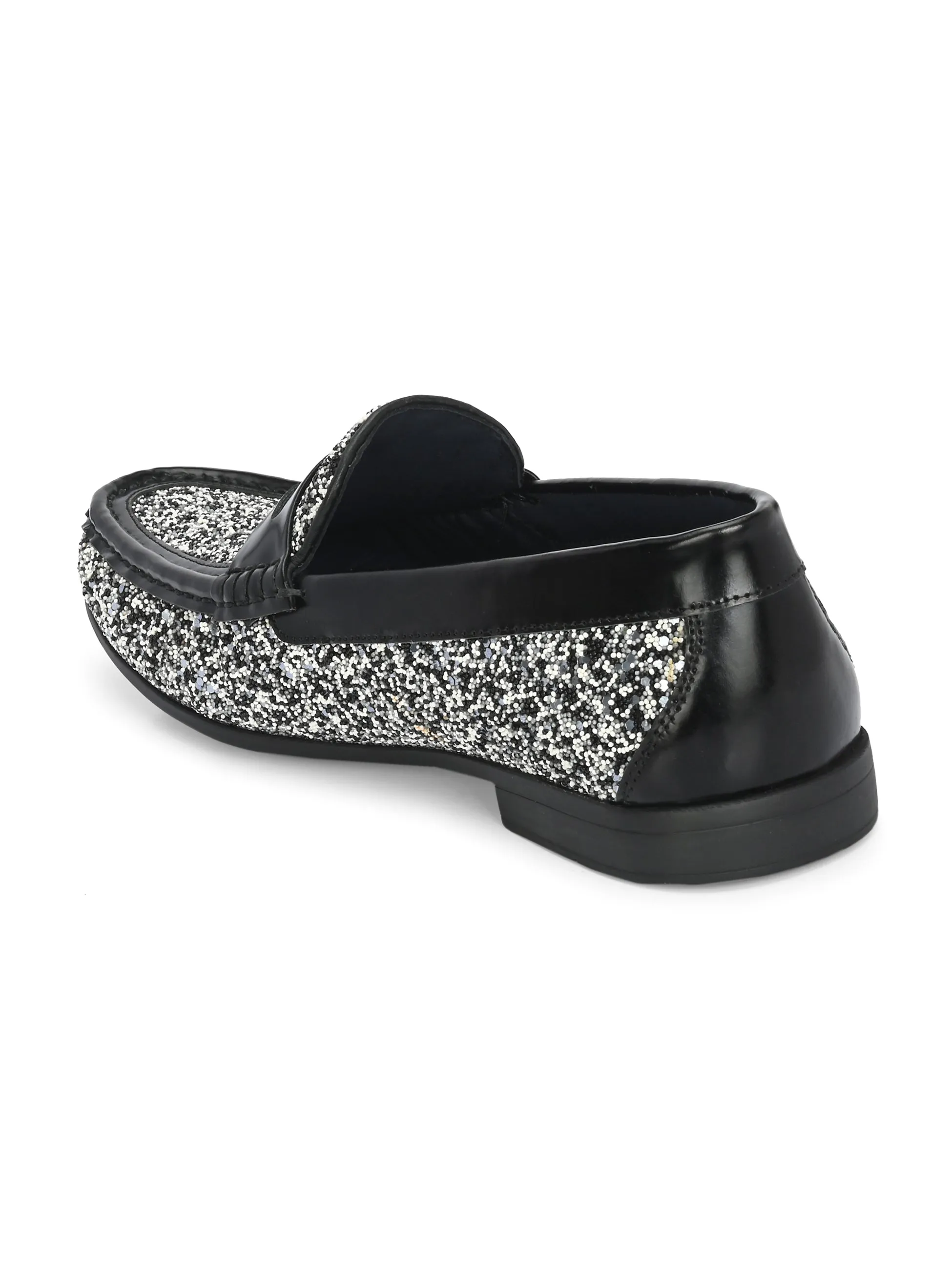 HITZ5338-Men's Black Leather Casual Loafers Leather Penny Loafers