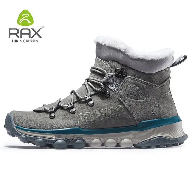 RAX Snow Boots Men Fur Lining Anti-slip Hiking Shoes Women Lightweight Outdoor Sneakers for Men Trekking Boots Moutain Climbing