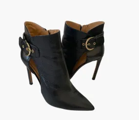 Nine West Tricia Cut Out Black Leather Heeled Boot Size 7.5 Pharrell Williams X Adidas Shoes