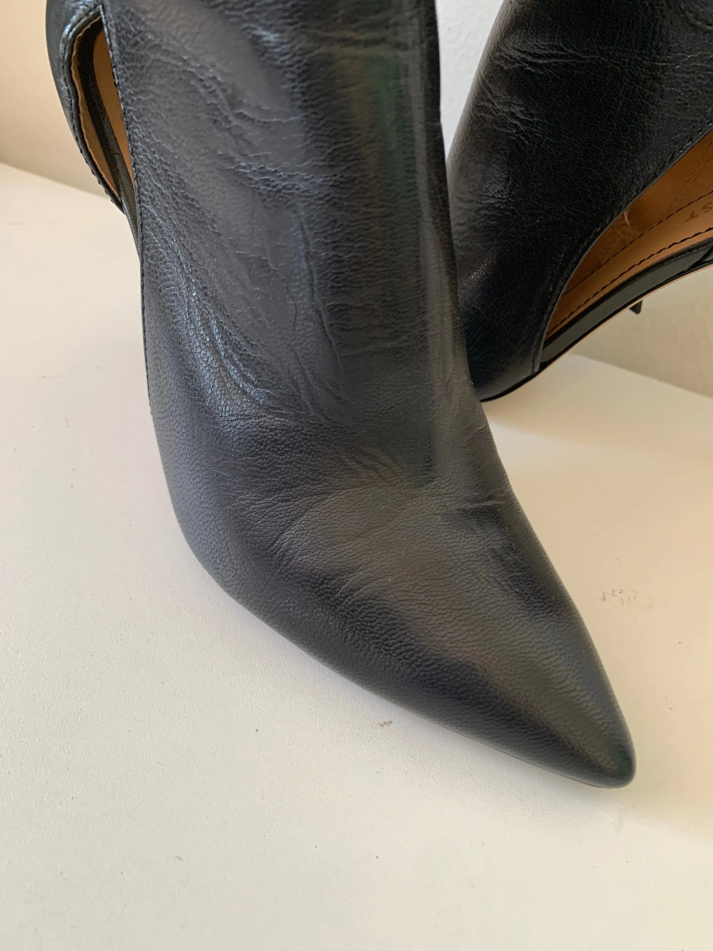 Nine West Tricia Cut Out Black Leather Heeled Boot Size 7.5 Adidas Shoes Nmd Xr1