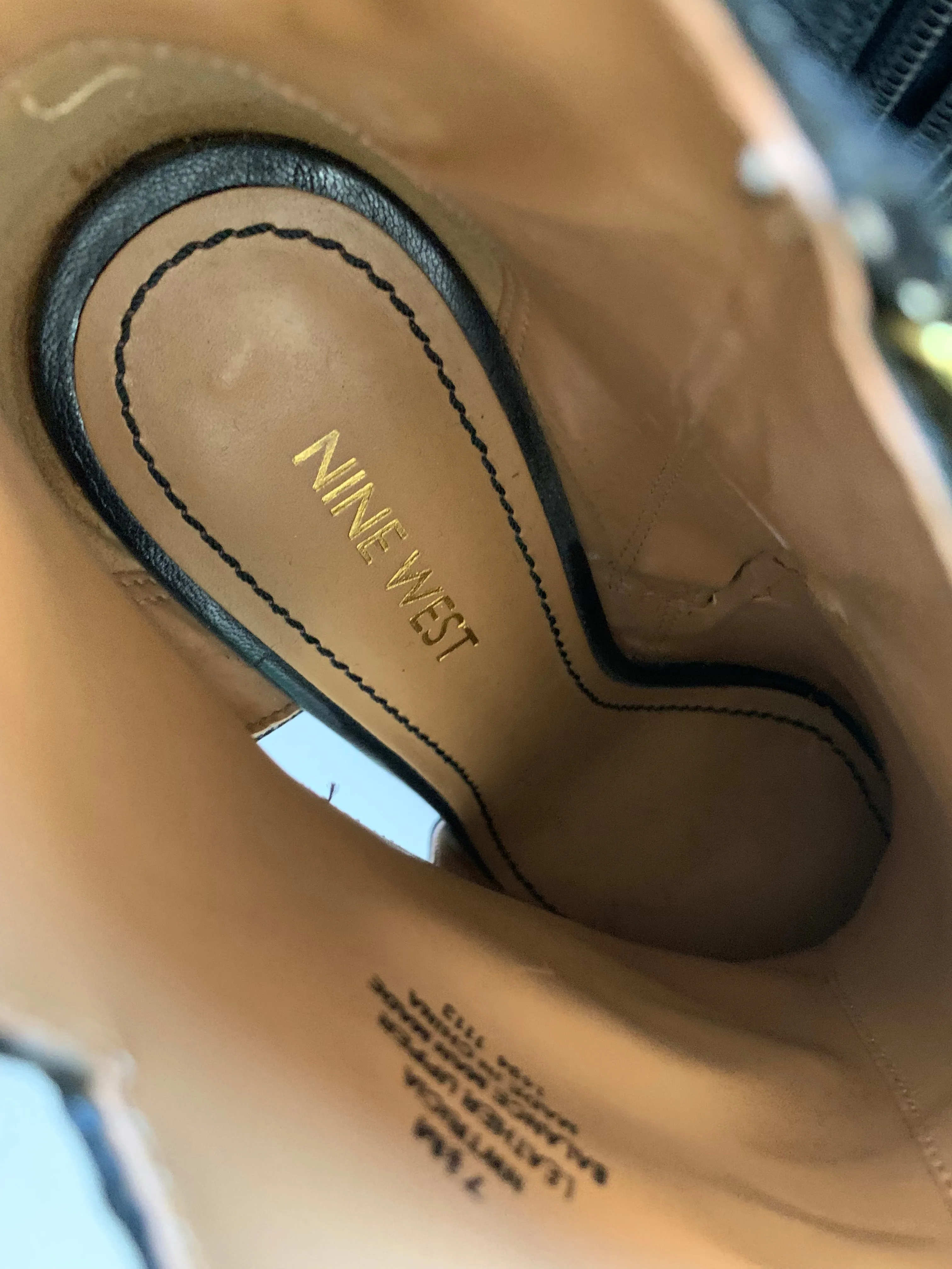 Vintage Adidas Basketball Shoes Nine West Tricia Cut Out Black Leather Heeled Boot Size 7.5