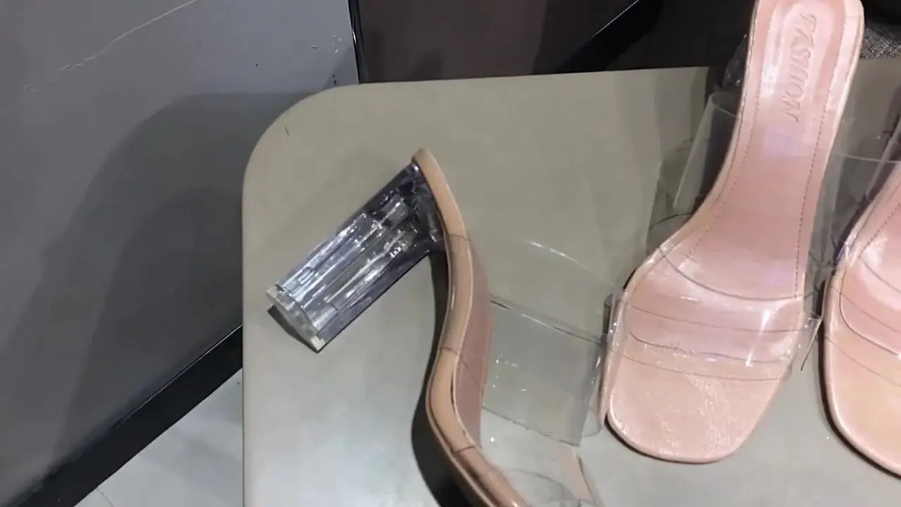 Summer Women Pumps Sandals PVC Jelly Slippers Open Toe High Heels Women Transparent Perspex Slippers Shoes Heel Clear Sandals Camo Slides