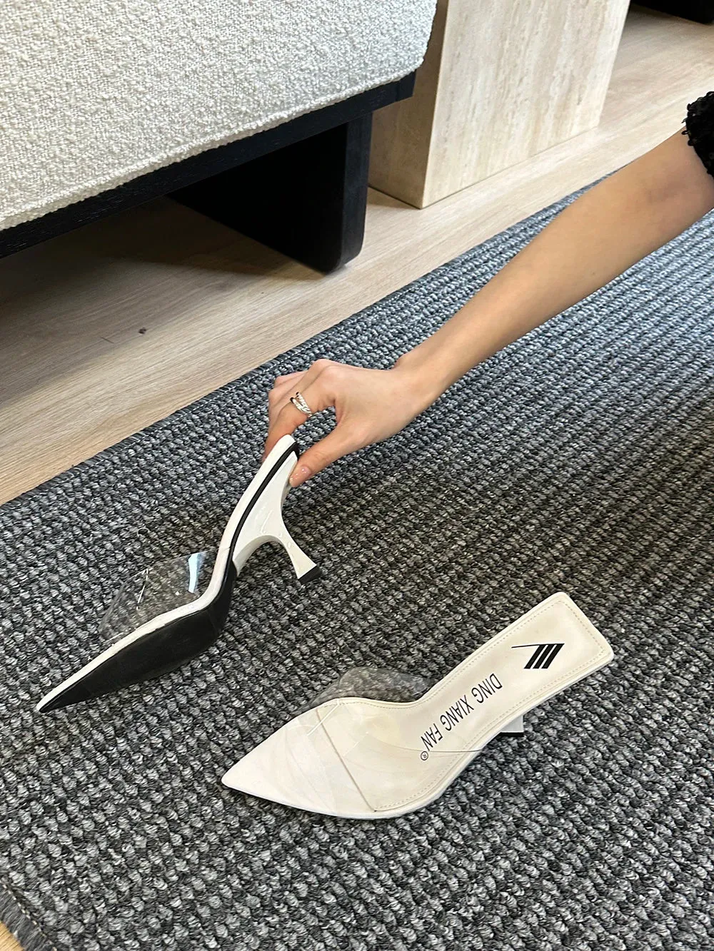 binfenxie  - Transparent Women Slides Slippers 2024 New Arrivals Silver Pink Black White Summer Outside Mules Shoes Party Pumps Size 35-40 Bunny Slippers Walmart