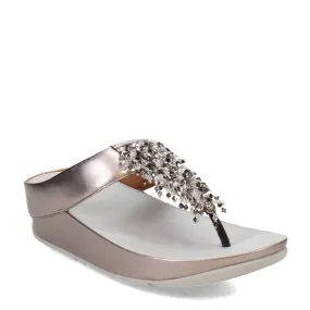 Women's FitFlop, Rumba Beaded Metallic Toe-Post Sandal Fashionable Flats