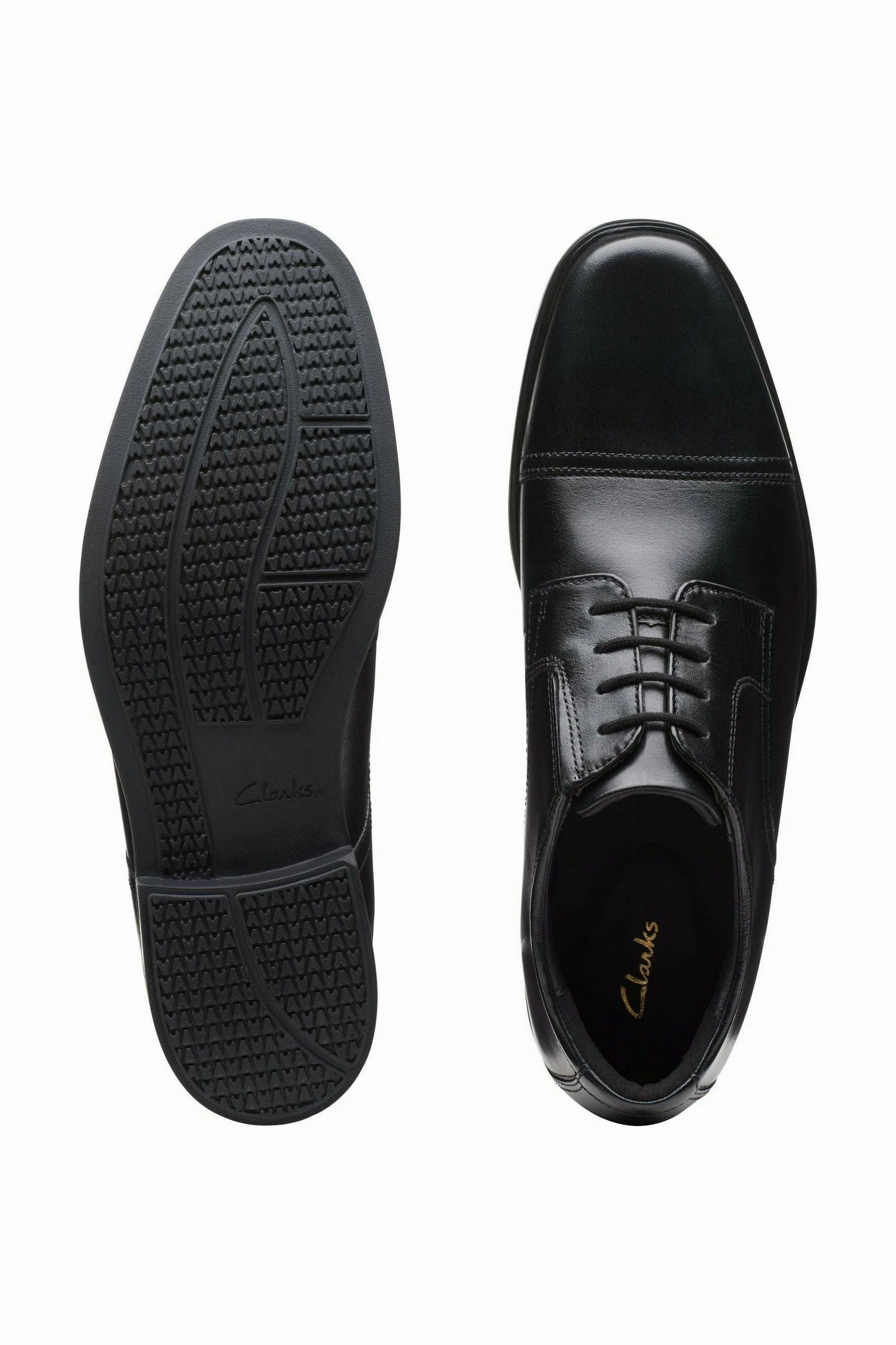 Walk Ease Clarks Howard Cap black leather extra wide fit