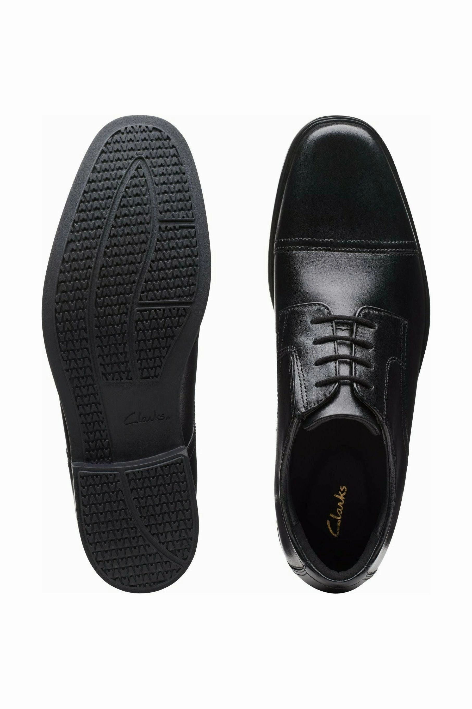 Clarks Howard Cap black leather extra wide fit Peep Toe orthopedic