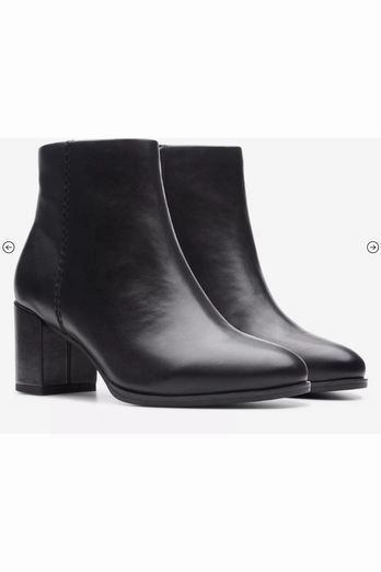 Embroider Edge Roof Glow Clarks Freva55 Zip in black leather