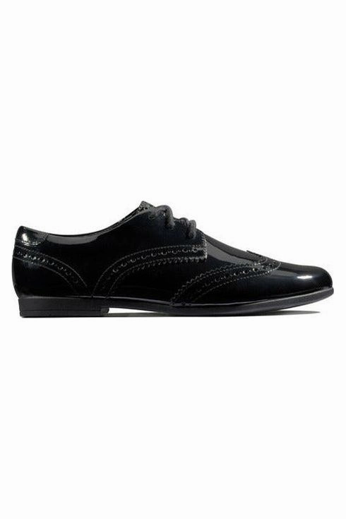 Clarks Scala Lace Youth Black Patent Good Traction