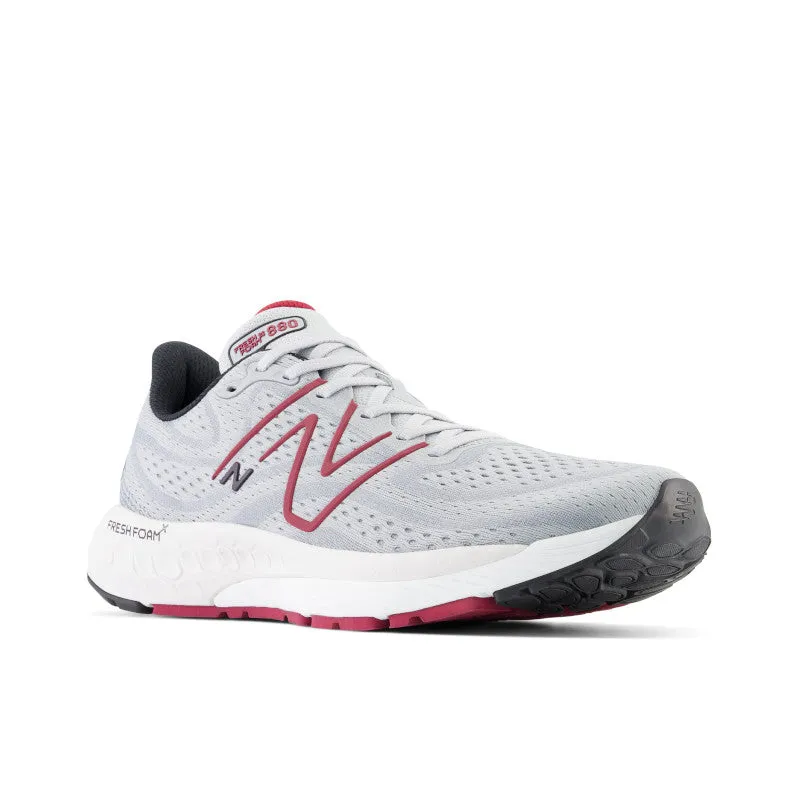 Grey 530 New Balance Fresh Foam X 880v13 - Aluminum Grey with Crimson and Black - Men's