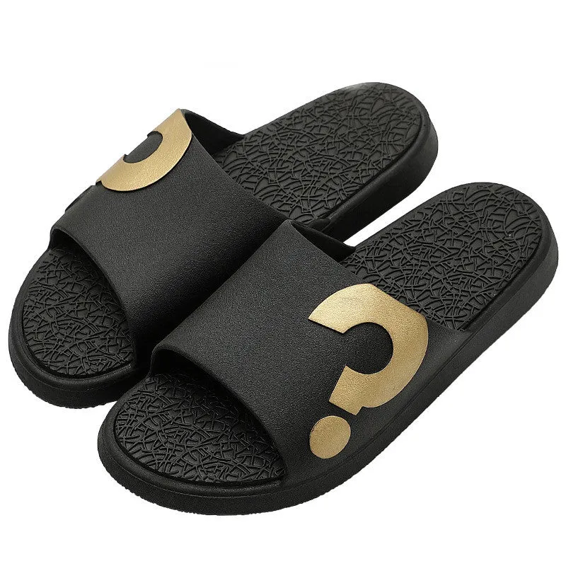 Home Men Slippers Summer Beach Question Mark Indoor Male Slides Soft Bottoms Non-slip Men's Shoes Friend Slippers