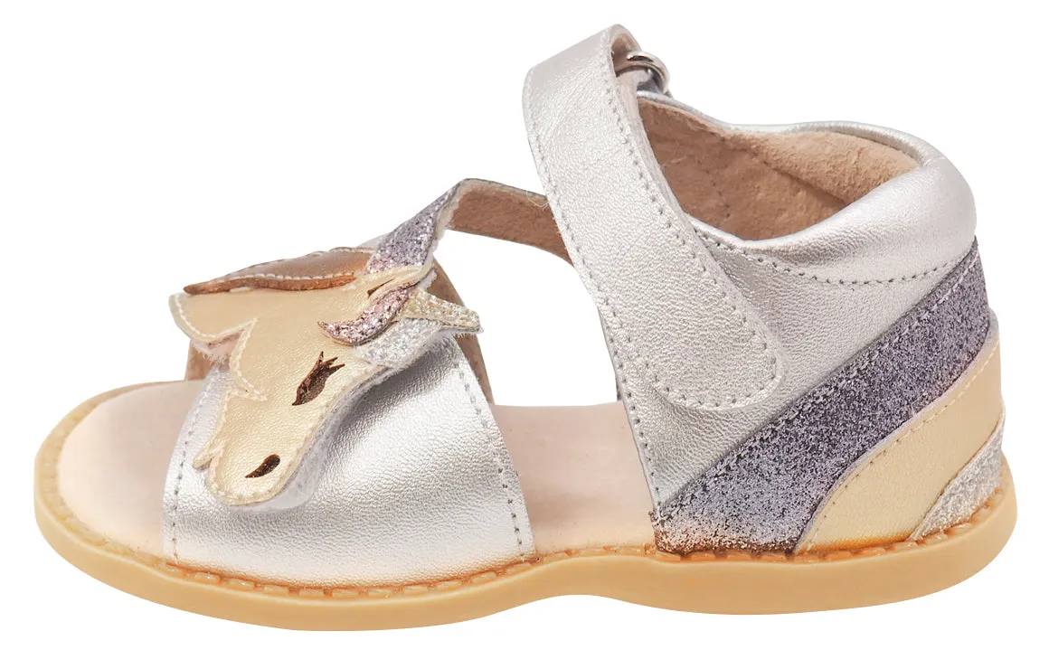 Livie & Luca Girl's Unicorn Sandals, Silver Metallic Hay X Asics Shoes