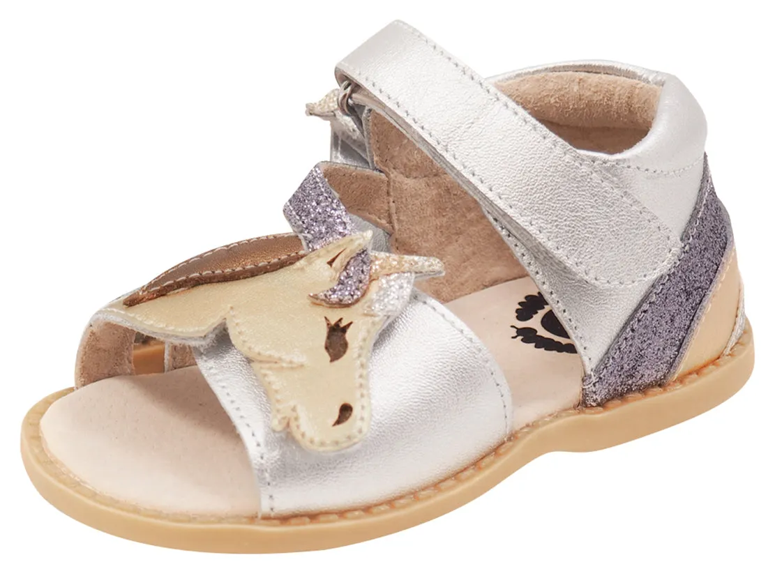 Livie & Luca Girl's Unicorn Sandals, Silver Metallic Custom Asics Running Shoes