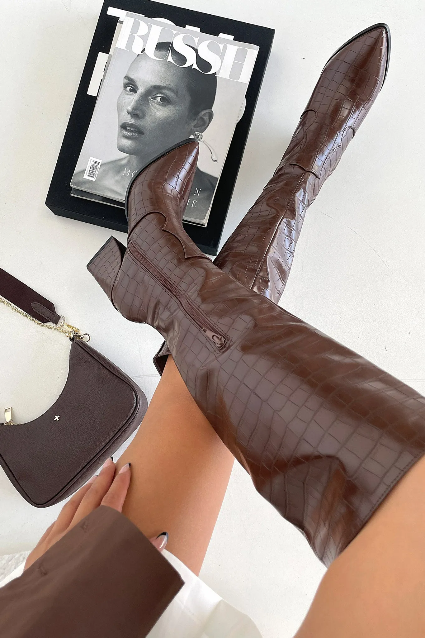 Adidas Country Shoes Edora Knee - High Boot - Brown Croc