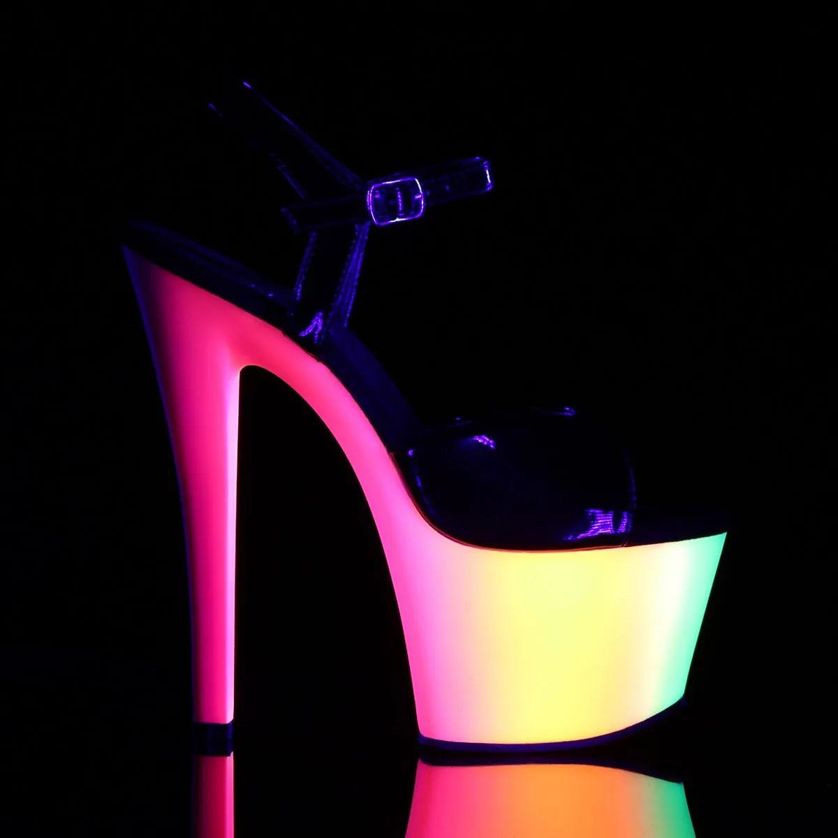 RAINBOW-309UV Pleaser Black Patent/Neon Multi Sexy Platform Shoes (Pole Dancing Heels) All Asics Running Shoes