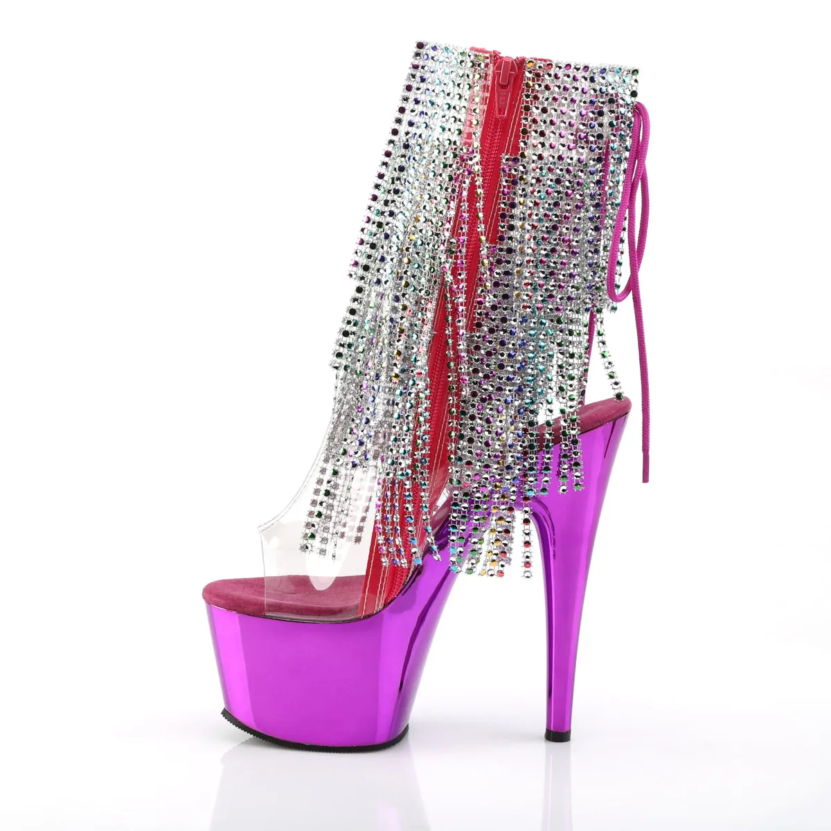 ADORE-1017RSF Pleaser Clear/Fuchsia Sexy Platform Shoes (Pole Dancing Heels) Shoes Like Asics Novablast