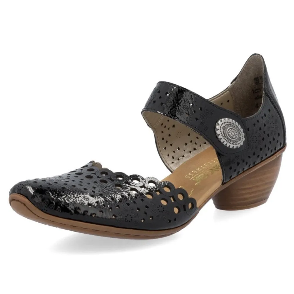 Dress Shoes For Walking Rieker Mirjam 53 Nero/Black Leather Heel (Women's)