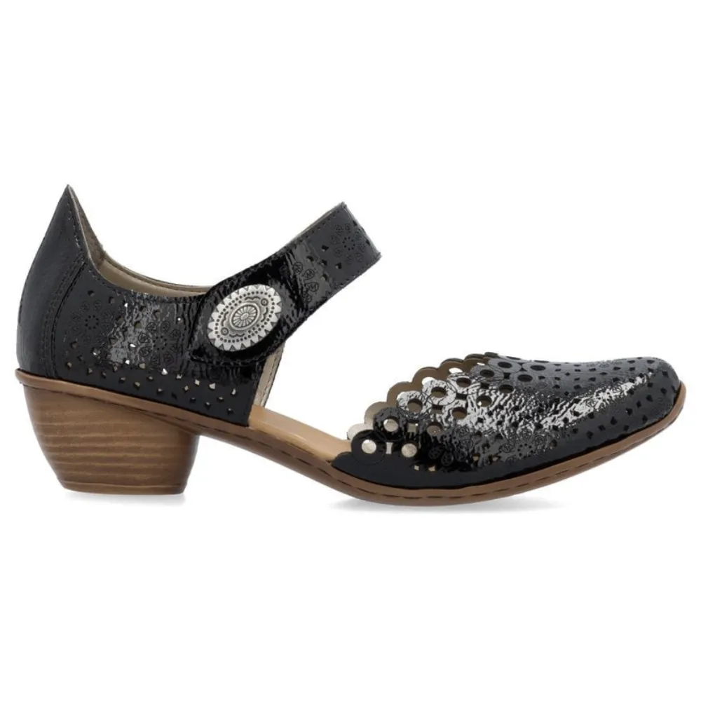 Skechers Dress Shoes Rieker Mirjam 53 Nero/Black Leather Heel (Women's)