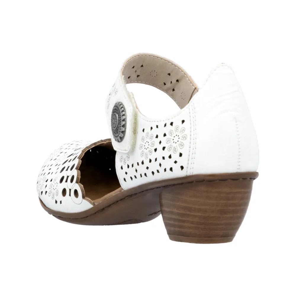 Cohan Dress Shoes Rieker Mirjam 53 White Leather Heel (Women's)