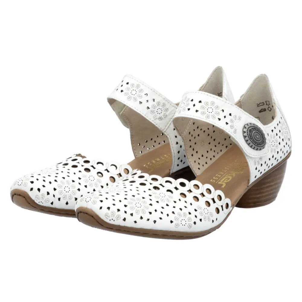 Homecoming Dress With Tennis Shoes Rieker Mirjam 53 White Leather Heel (Women's)