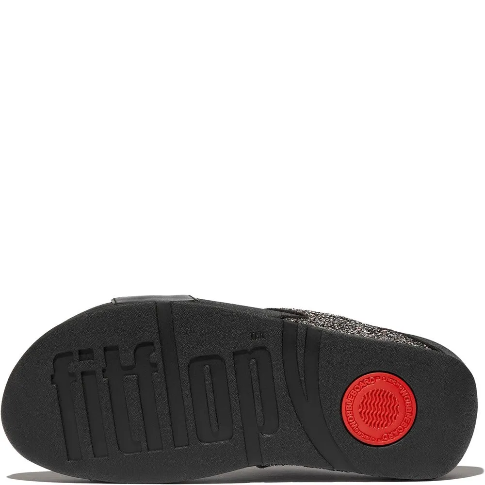 Fitflop Lulu 2 Bar Glitter Sandal Black Chic Cool Surface