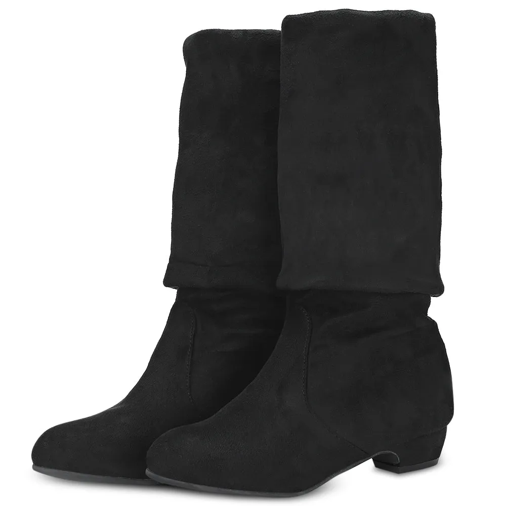 Round Toe Knee Length Boots for Woman Top Waterproof Boots