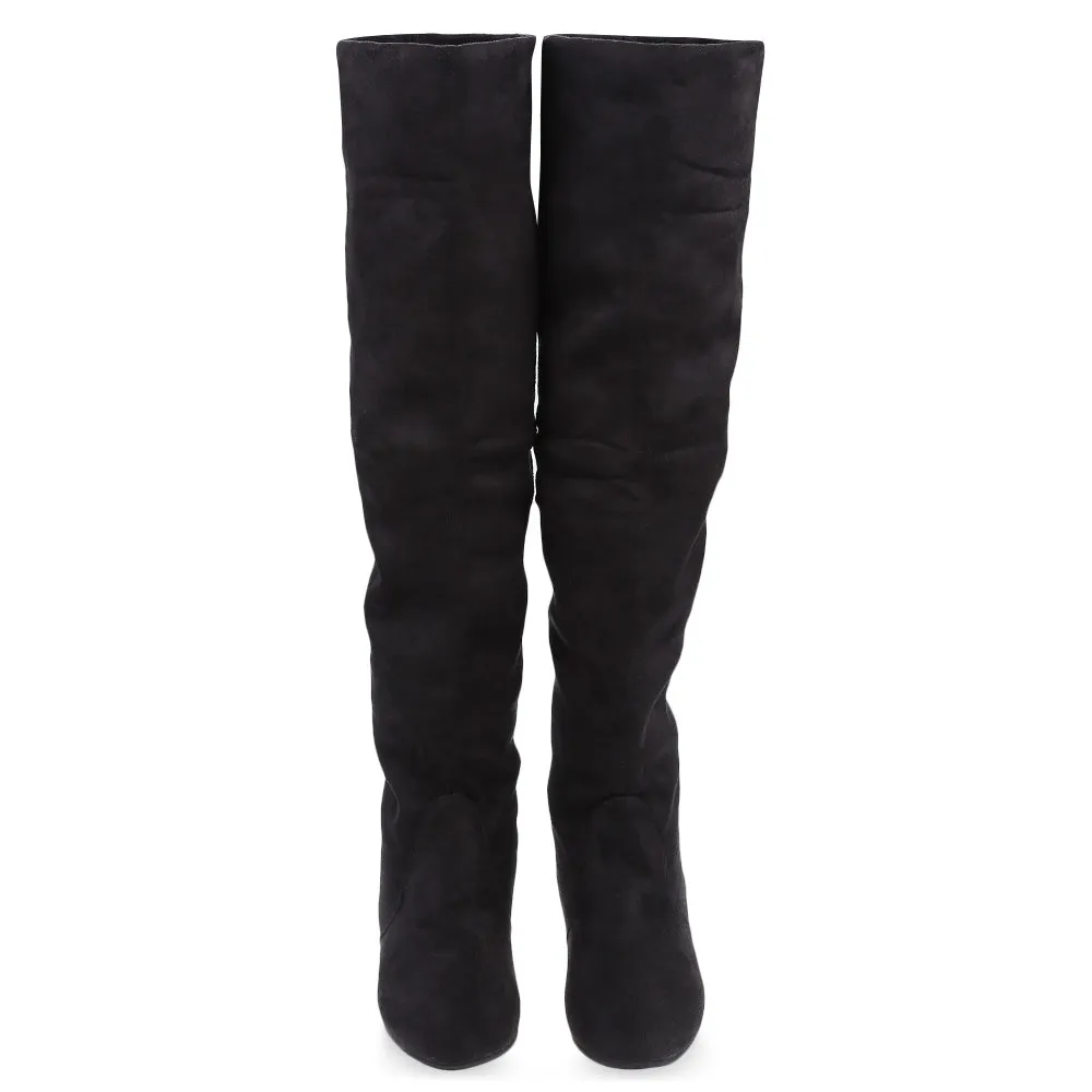 Slip On Boots Work Round Toe Knee Length Boots for Woman