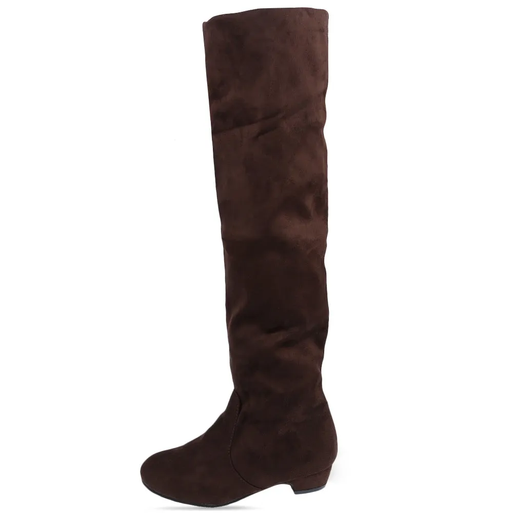 Round Toe Knee Length Boots for Woman Ugg Sneaker Boots