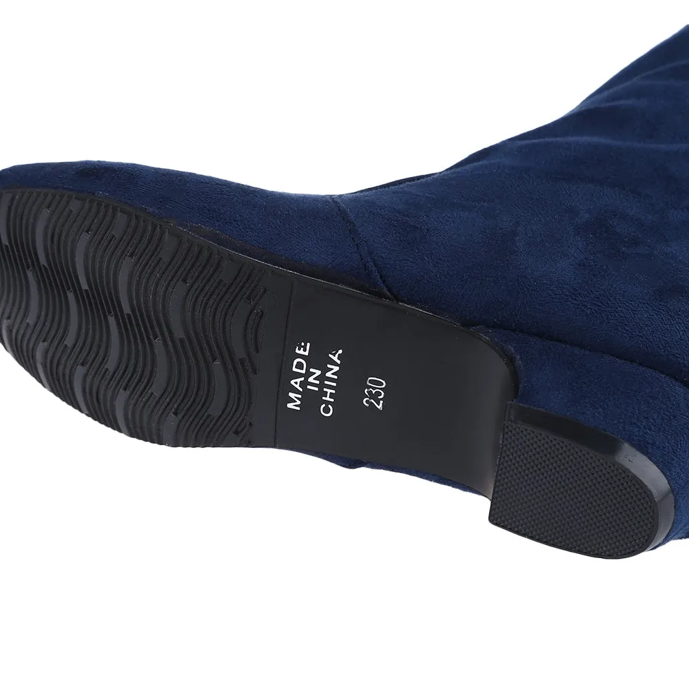 Mexican Long Toed Boots Round Toe Knee Length Boots for Woman