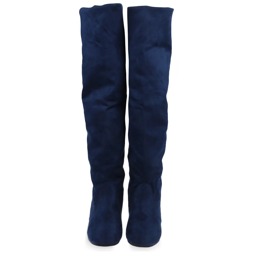 Brown Square Toe Boots Round Toe Knee Length Boots for Woman