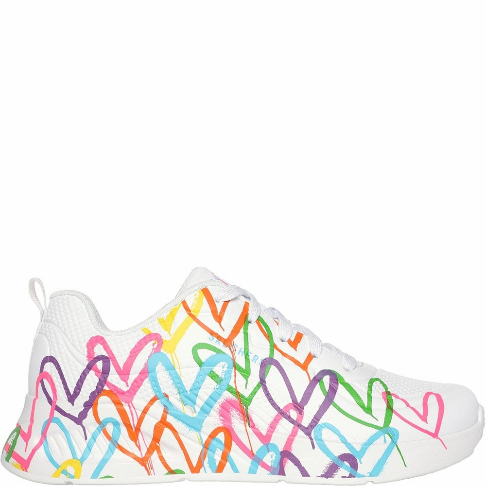 running in a arch bridge area shoes Dry Skechers Uno Lite Heart Of Hearts Trainers