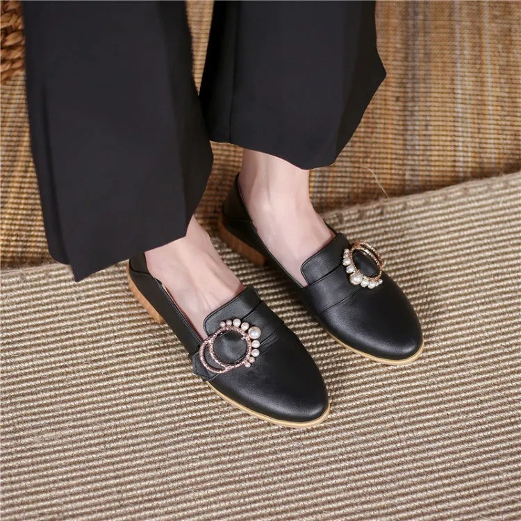 Women's Rhinestone Pearl Low Heel Chunky Pumps And High Heels Tumblr