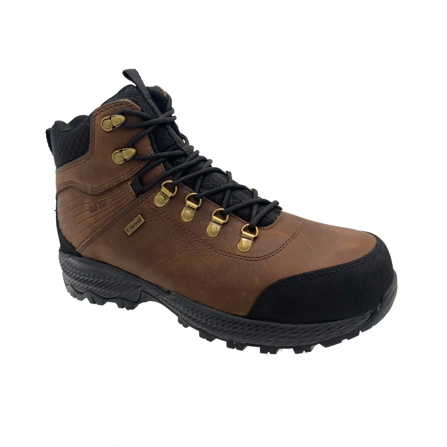 AdTec Mens 6in Hiker Waterproof Brown Leather Work Boots Logger Steel Toe Work Boots