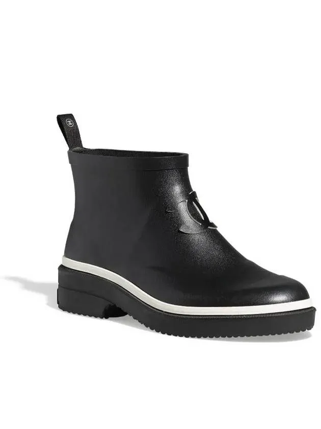 CC Logo Rubber Ankle Rain Boots Black Chanel Crocs Rain Boots