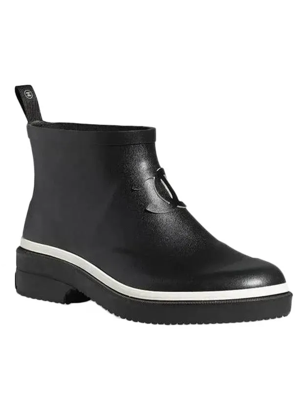 CC Logo Rubber Ankle Rain Boots Black Chanel Handle It Rain Boot