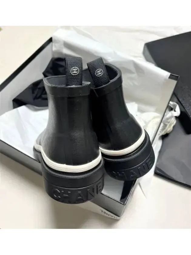 Rain Boots Comfortable CC Logo Rubber Ankle Rain Boots Black Chanel