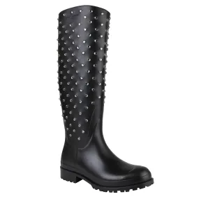 Saint Laurent Women's  Rubber Women Rain Boots With Crystal Studs (36 EU / 6 US) Hunter Motorcycle Rain Boots