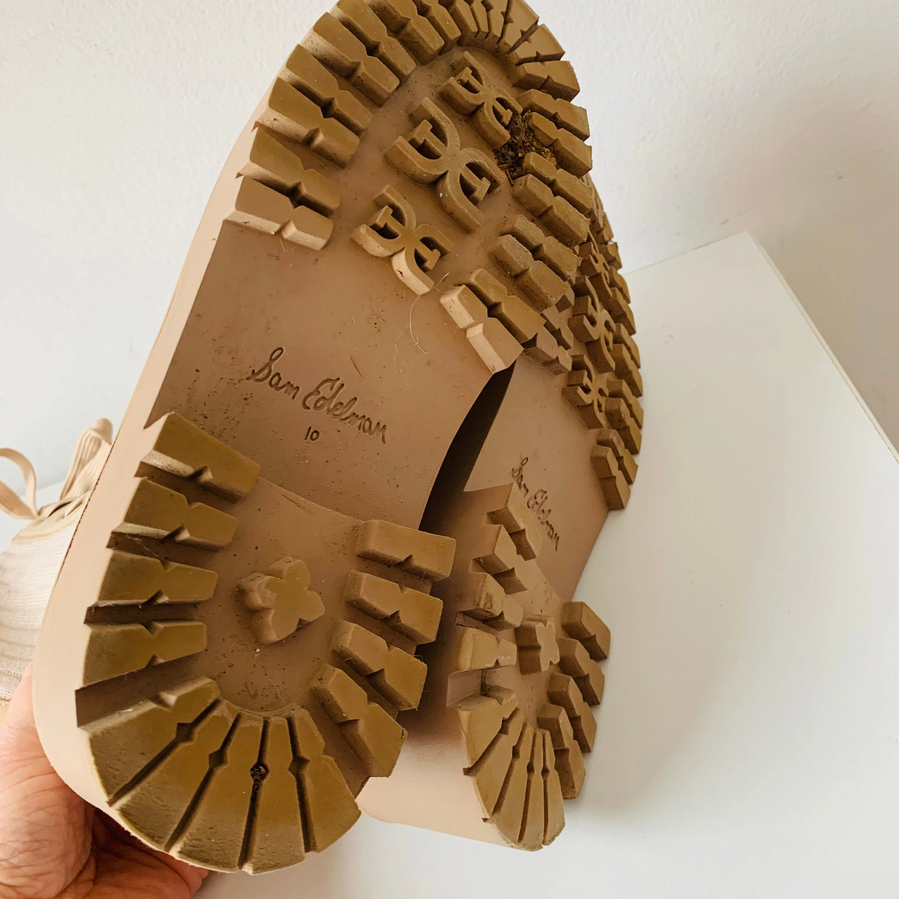 Adidas Ultra Boost Shoes Sale Sam Edelman Womens Lydell Lace Up Boots in Beige Size 10