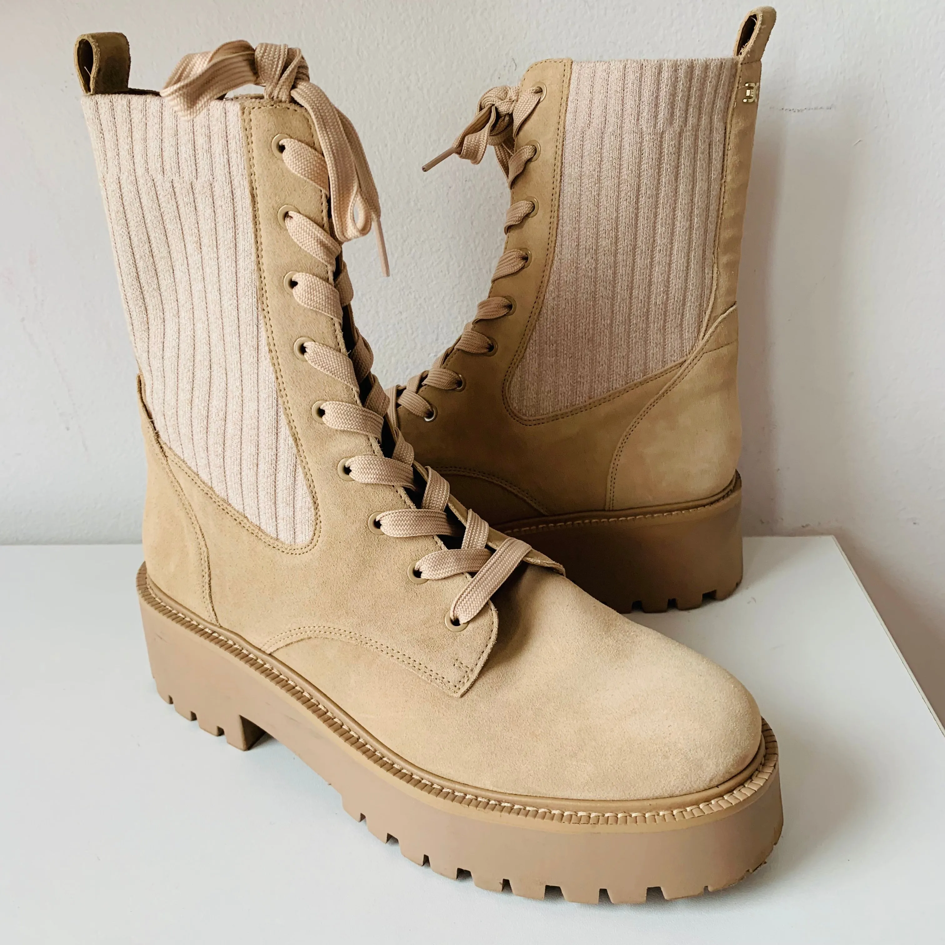 Sam Edelman Womens Lydell Lace Up Boots in Beige Size 10 Best Adidas Running Shoes 2025 Review