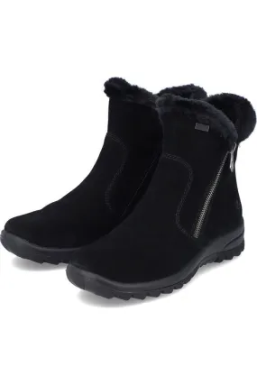 Snow Day Outdoor Use Rieker Ladies Boots L7162-00 waterproof in black suede
