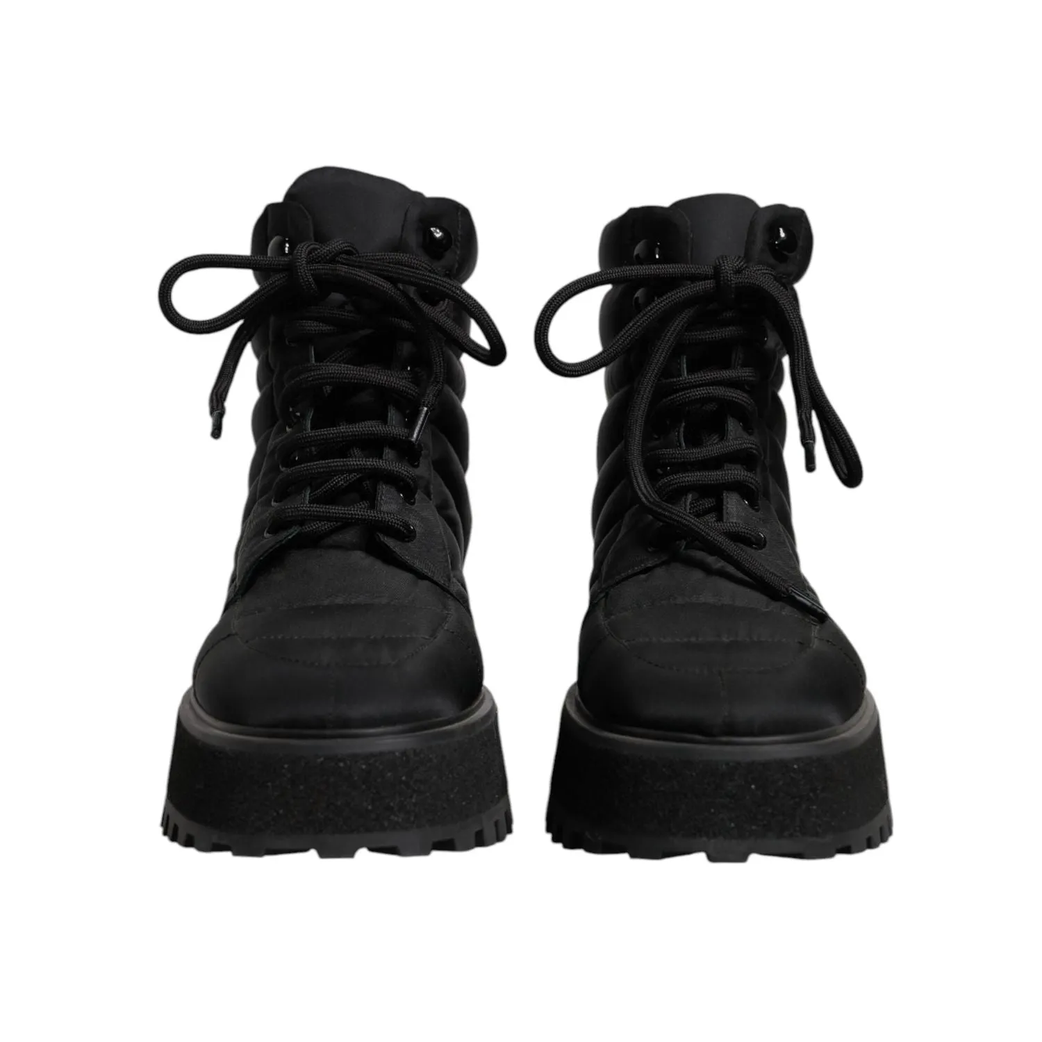 Affordable Snow Boots Dolce & Gabbana Black Padded Mid Calf Lace Up Boots Shoes