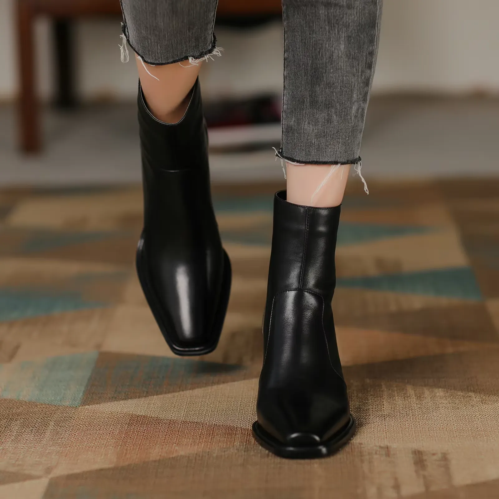 Yeezy Tennis Shoes Adidas USS Shoes Evelyn Women's Square Toe Ankle Boots