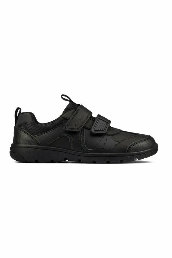 Clarks Scooter Run Kid black leather school shoe Asic Basketball Shoes