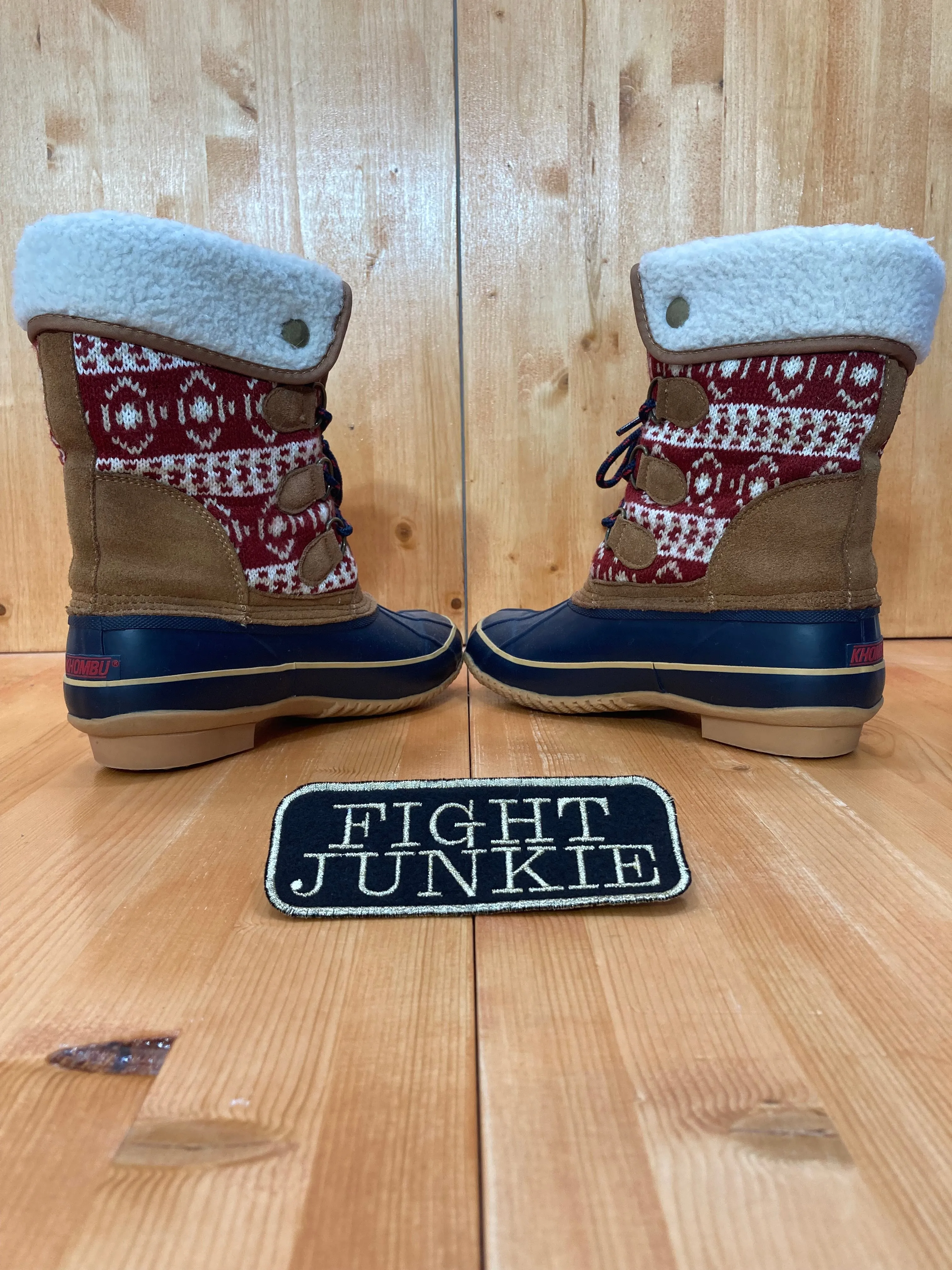 Lily Rain Boots KHOMBU MAYA Women's Size 9M Leather Lace Up Faux Fur Lined Steel Shank Winter Boots Brown