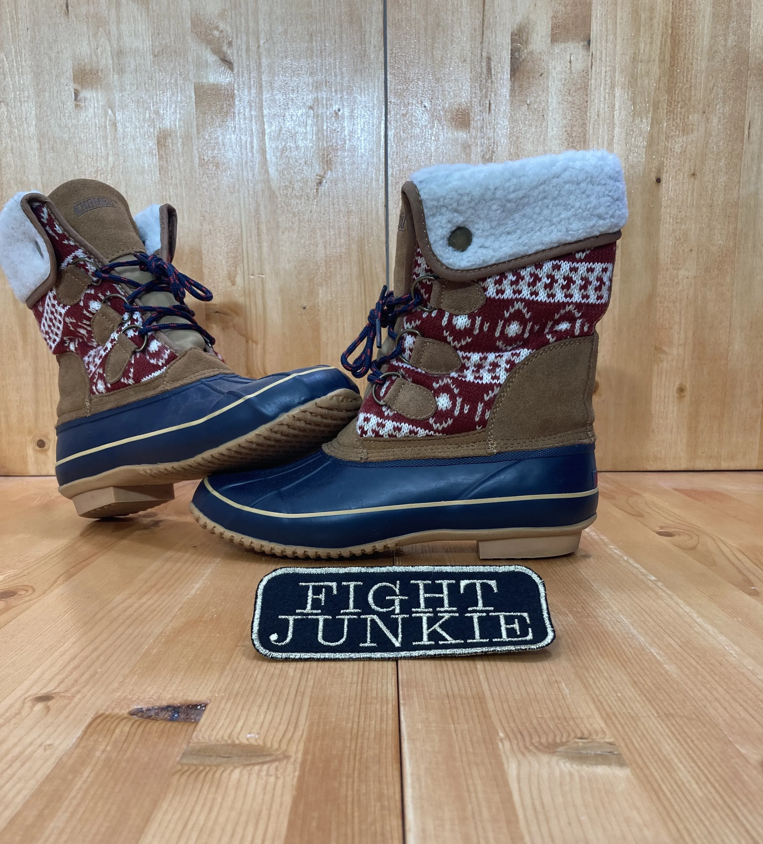 Ankle Boots For Rain KHOMBU MAYA Women's Size 9M Leather Lace Up Faux Fur Lined Steel Shank Winter Boots Brown