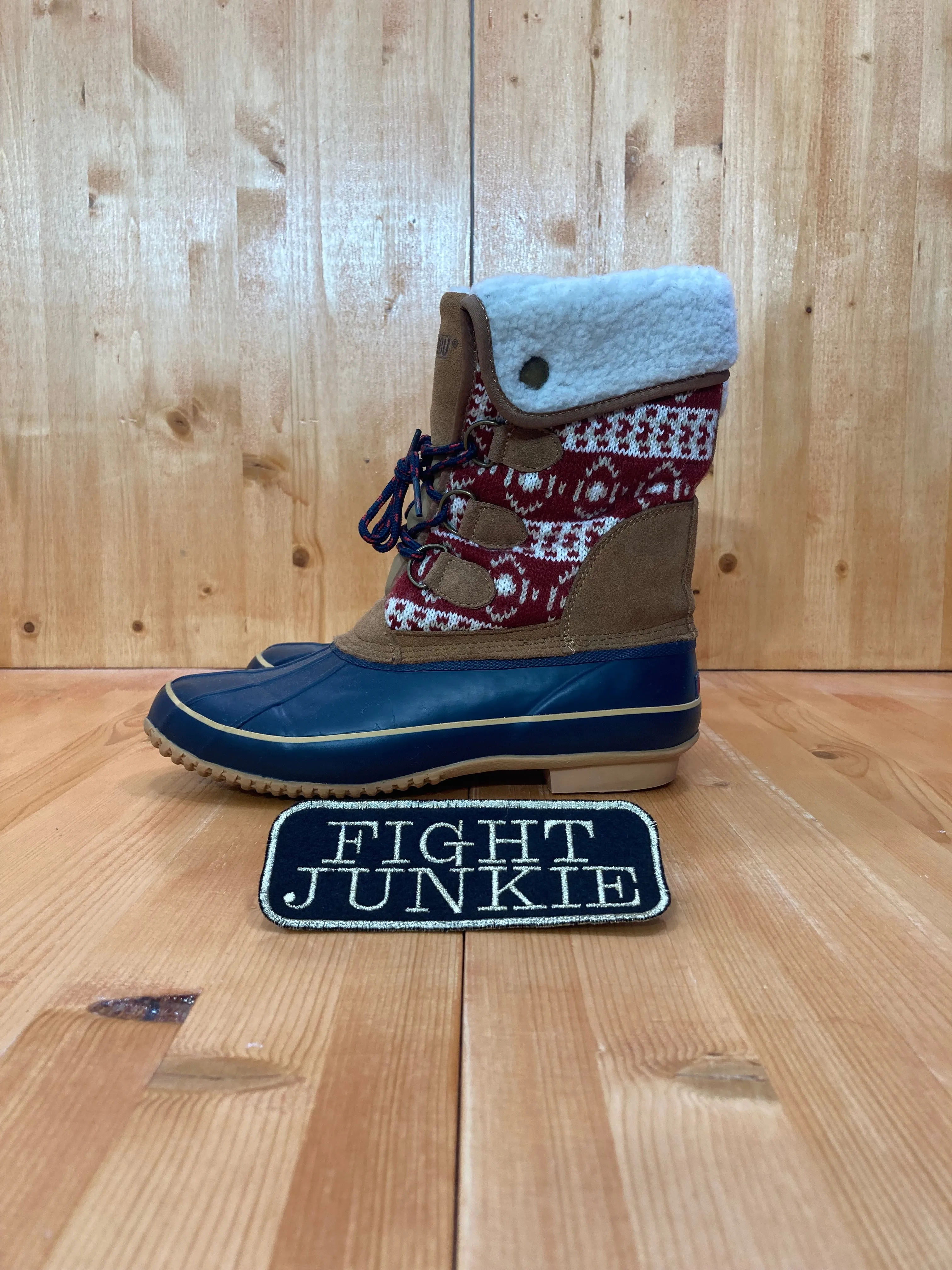 Rain Boots And A Thong KHOMBU MAYA Women's Size 9M Leather Lace Up Faux Fur Lined Steel Shank Winter Boots Brown