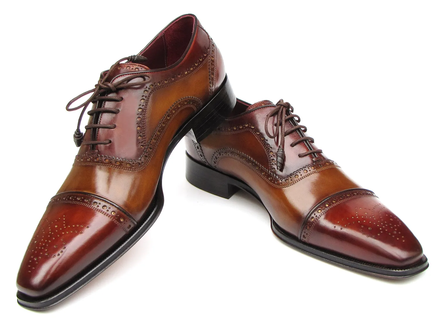 Paul Parkman Captoe Oxfords Camel, Red (ID#024-CML-BRD) Shoes To Go With Long Dresses